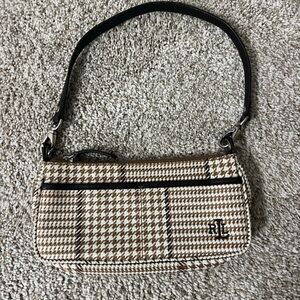 Ralph Lauren Tan and Brown Houndstooth Shoulder Bag